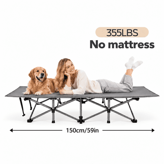 All-Season Portable Folding Camping Cot Heavy-Duty Frame, Comfortable & Lightweight for Home and Outdoor