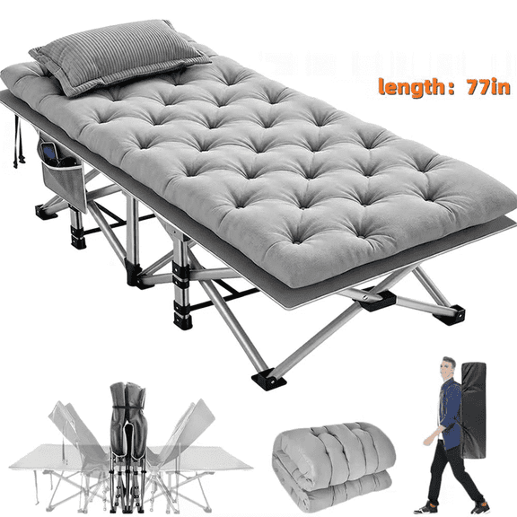 All-Season Portable Folding Camping Cot Heavy-Duty Steel Frame, Comfortable & Lightweight for Home and Outdoor
