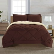 All Season Reversible 2-Piece Comforter Set - Twin/Twin XL, Brown/Cream