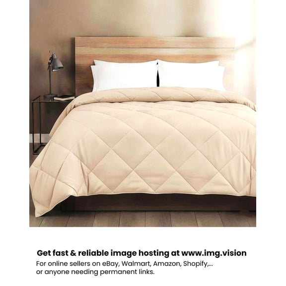 AllSeason Reversible Microfiber Comforter  Lightweight Solid Bedding, Cream, King/Cal.king