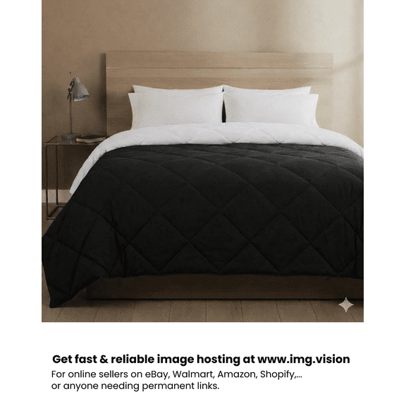 AllSeason Reversible Microfiber Comforter Lightweight Solid Bedding, White/Black, King/Cal.king