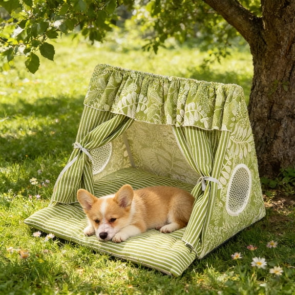 All Season Semi Enclosed Cat Bed Tent Removable Washable Breathable Mesh Canopy Portable Foldable Shelter For Small Dogs Cats Indoor Outdoor Camping