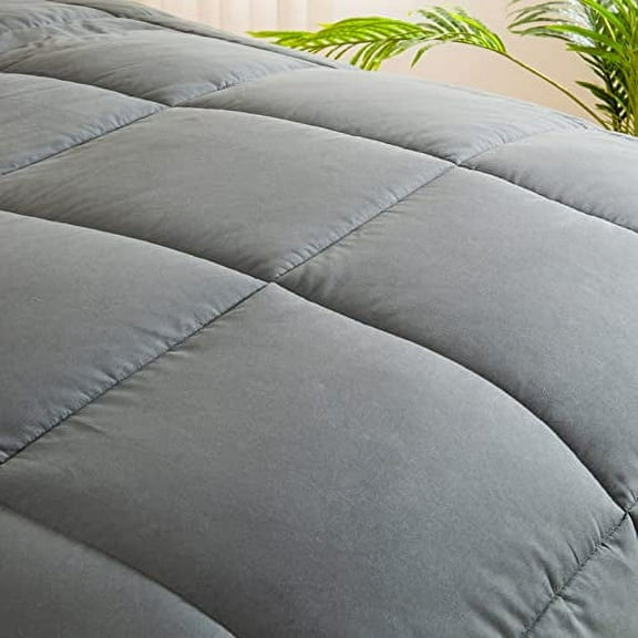 All Season Soft Down Comforter, Alternative Bed Quilt, Reversible Corners, Winter Summer Warm & Fluffy Quilt Full Size (Grey, Queen)