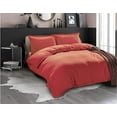 thumbnail image 1 of All Season Suitable 2-Piece Duvet Set, Solid Design, Corner Ties & Button Closure, Matching Sham Included, Twin/Twin XL, Rust, 1 of 5