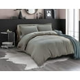 thumbnail image 1 of All Season Suitable 3-Piece Duvet Set, Solid Design, Corner Ties & Button Closure, Matching Shams Included, King/California King, Gray, 1 of 5