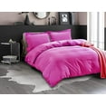 thumbnail image 1 of All Season Suitable 3-Piece Duvet Set, Solid Design, Corner Ties & Button Closure, Matching Shams Included, King/California King, Hot Pink, 1 of 5