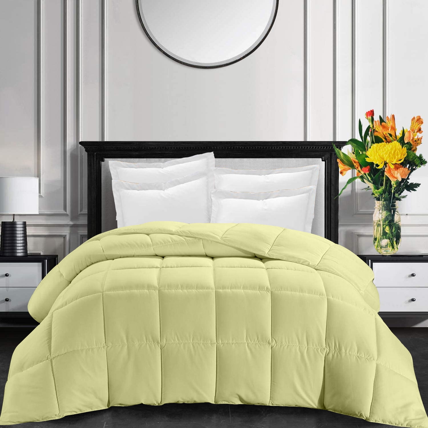All-Season Super Soft Comforter Oversize Queen 98 by 98 inch Ivory ...