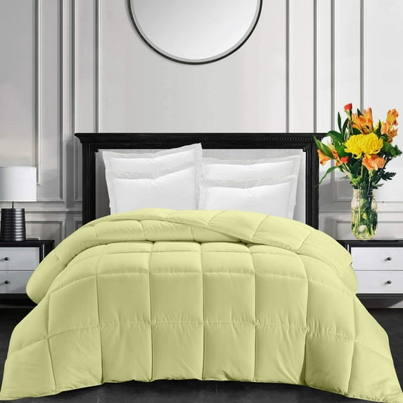 All-Season Super Soft and Luxury Comforter Alaskan King 136 by 120 inch Ivory Solid Pattern | 400 GSM Microfiber, 1 Piece Quilted Box Comforter Set