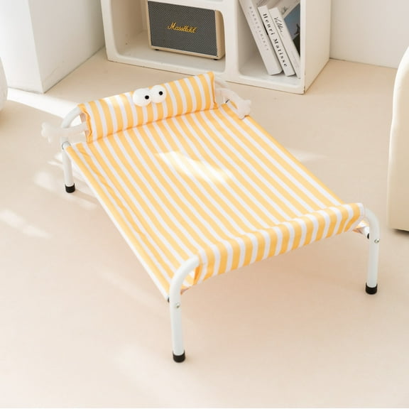 All-Season Universal Detachable Washable Pet Raised Bed - Anti-Slip & Chew-Resistant Dog Bed, 60*45*24.5cm, for Cats & Dogs under 16lb, Stainless Steel & Oxford Fabric with Adorable Cartoon Patterns