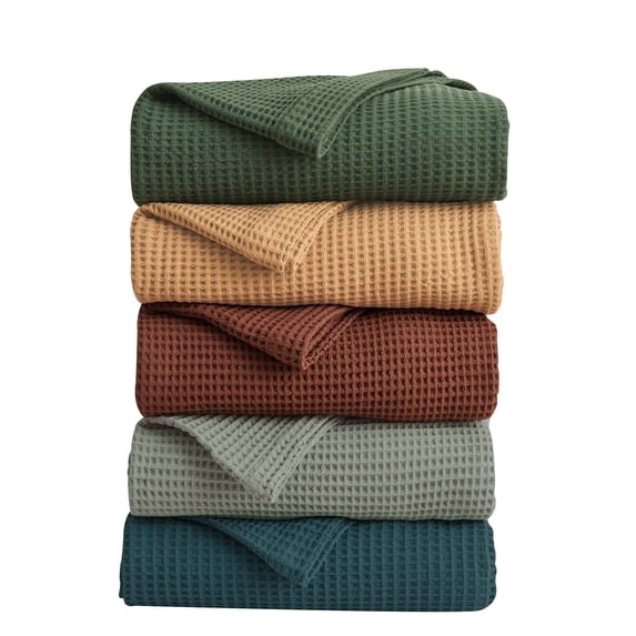 Great Bay Home All-Season Waffle Cotton Bed Blanket 90x66 (Twin, Toffee)
