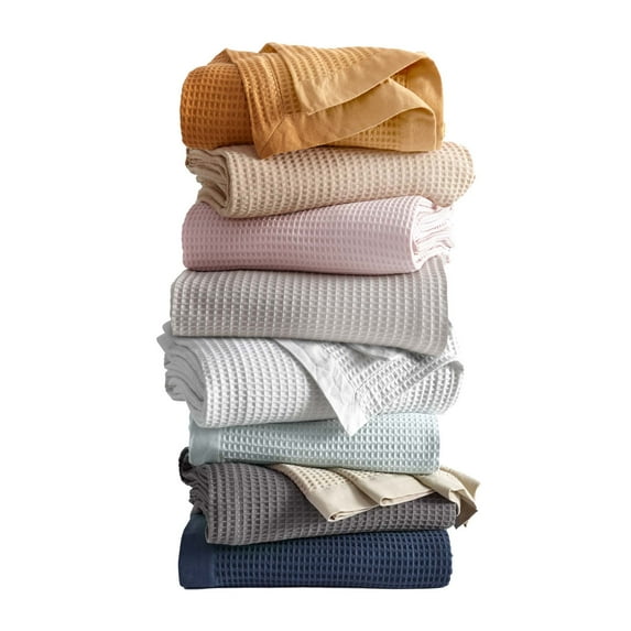 Great Bay Home All-Season Waffle Cotton Throw Blanket 50x60 (Throw, Pale Blue)