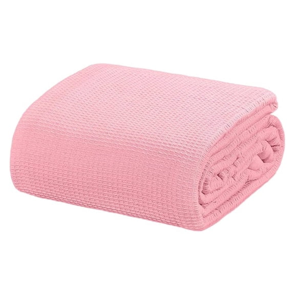 All Season Waffle Premium Thermal Blanket Twin Size 66”x90” Durable Soft Cozy Breathable Weave Design 100% Cotton, Orchid Pink