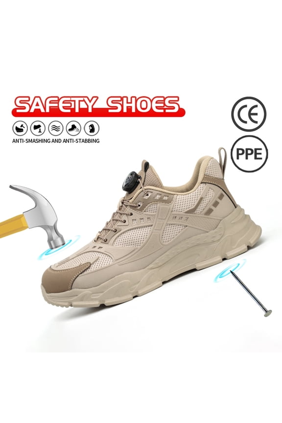 All-Season Work Shoes for Men Safety Steel Toe Shoes Comfortable Industrial Construction Shoes Puncture Proof Non Slip Mens Work Boots
