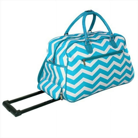 All-Seasons 8112022-165LTW 21 in. ZigZag Collection Carry-On Rolling Duffel Bag- Turquoise White