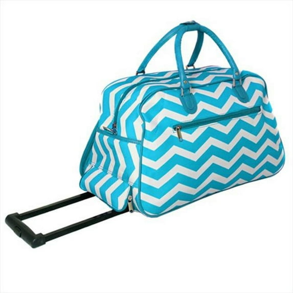 All-Seasons 8112022-633 21 in. Designer Prints Damask Carry-On Rolling Duffel Bag, Black & Blue