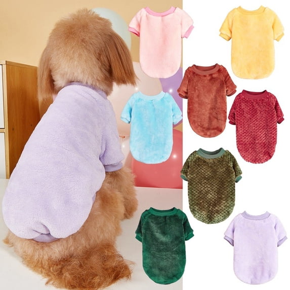 All Seasons Dog Blouse Plush Pet Apparel Two-Legged Shirt for 2-16 Lbs Solid Color Pullover and Vest for Outdoor Travel, Army Green Size M