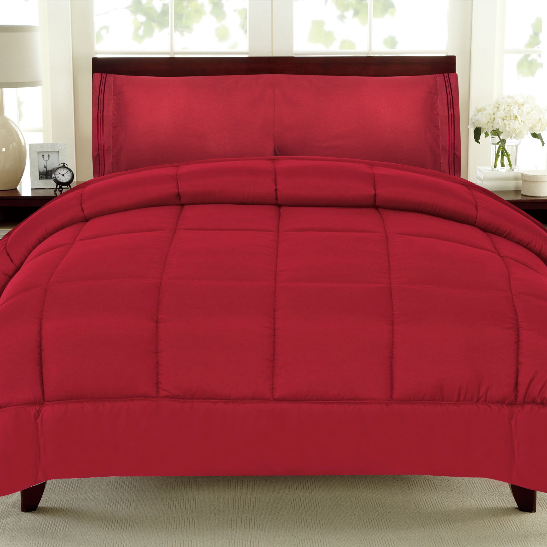 All Seasons Down Alternative Comforter Solid Color Box Stitch - Full