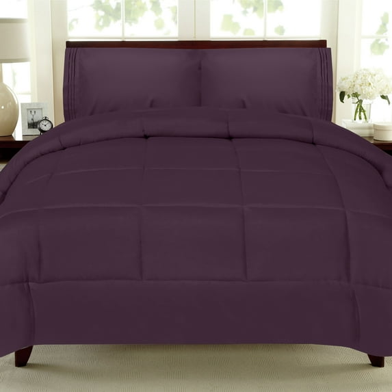 All Seasons Down Alternative Comforter Solid Color Box Stitch - King