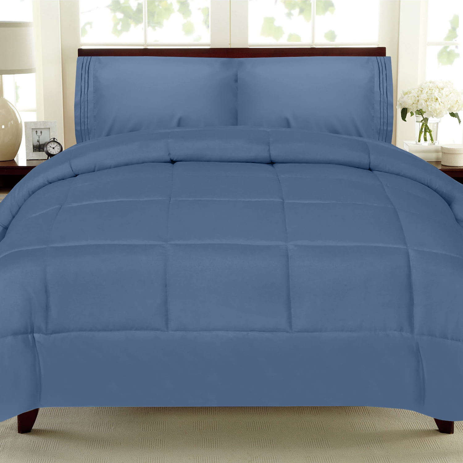 All Seasons Down Alternative Comforter Solid Color Box Stitch