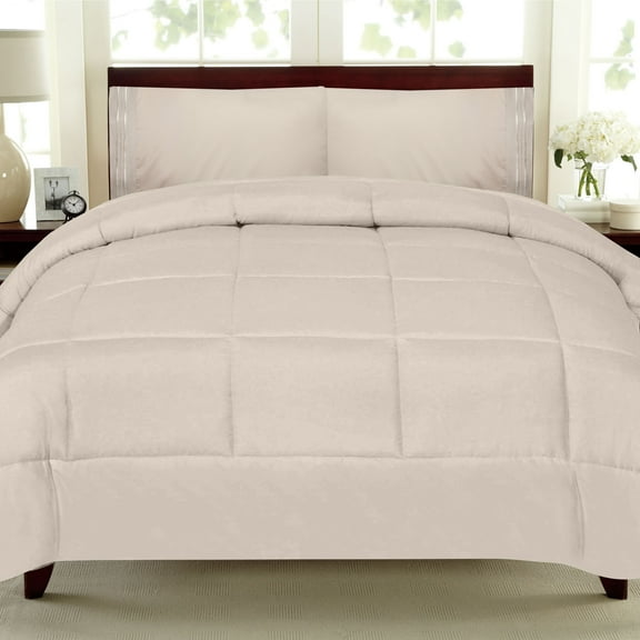 All Seasons Down Alternative Comforter Solid Color Box Stitch - Queen