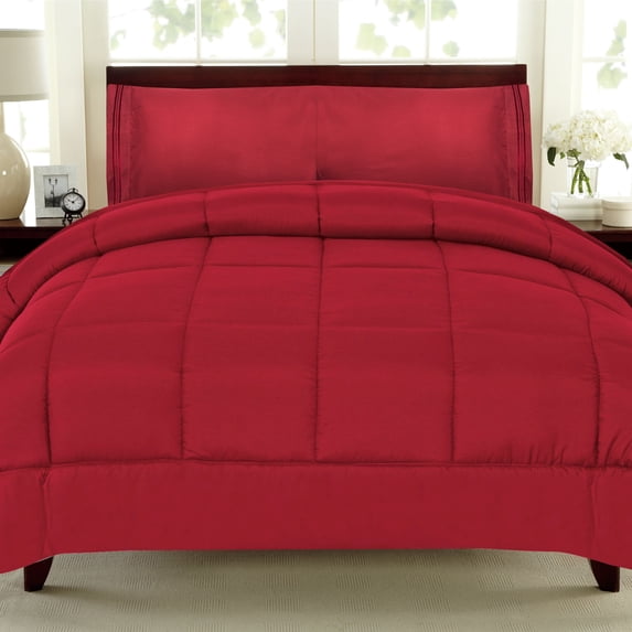 All Seasons Down Alternative Comforter Solid Color Box Stitch - Queen
