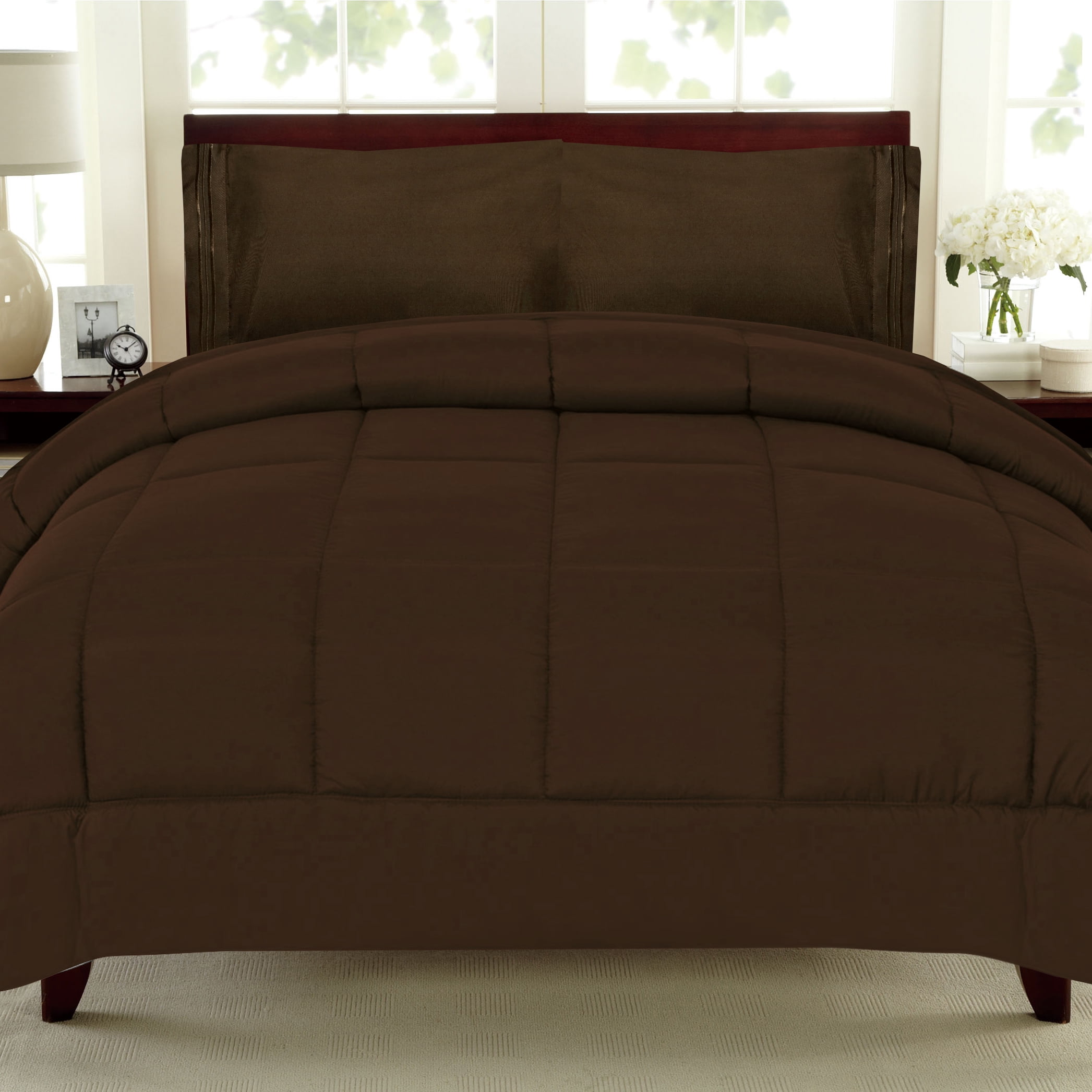 All Seasons Down Alternative Comforter Solid Color Box Stitch - Queen