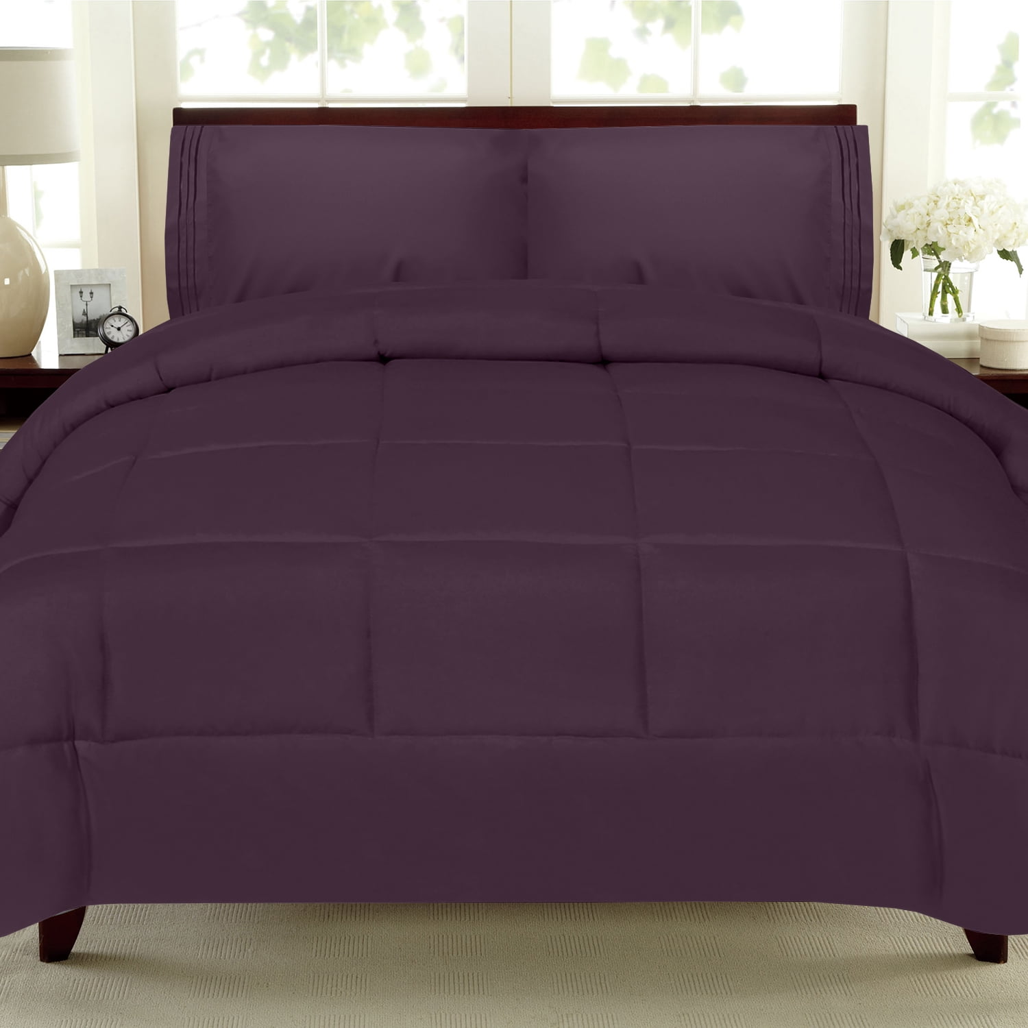 All Seasons Down Alternative Comforter Solid Color Box Stitch - Twin