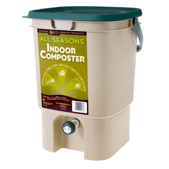 All Seasons Indoor Composter, Countertop Kitchen Compost Container - Tan