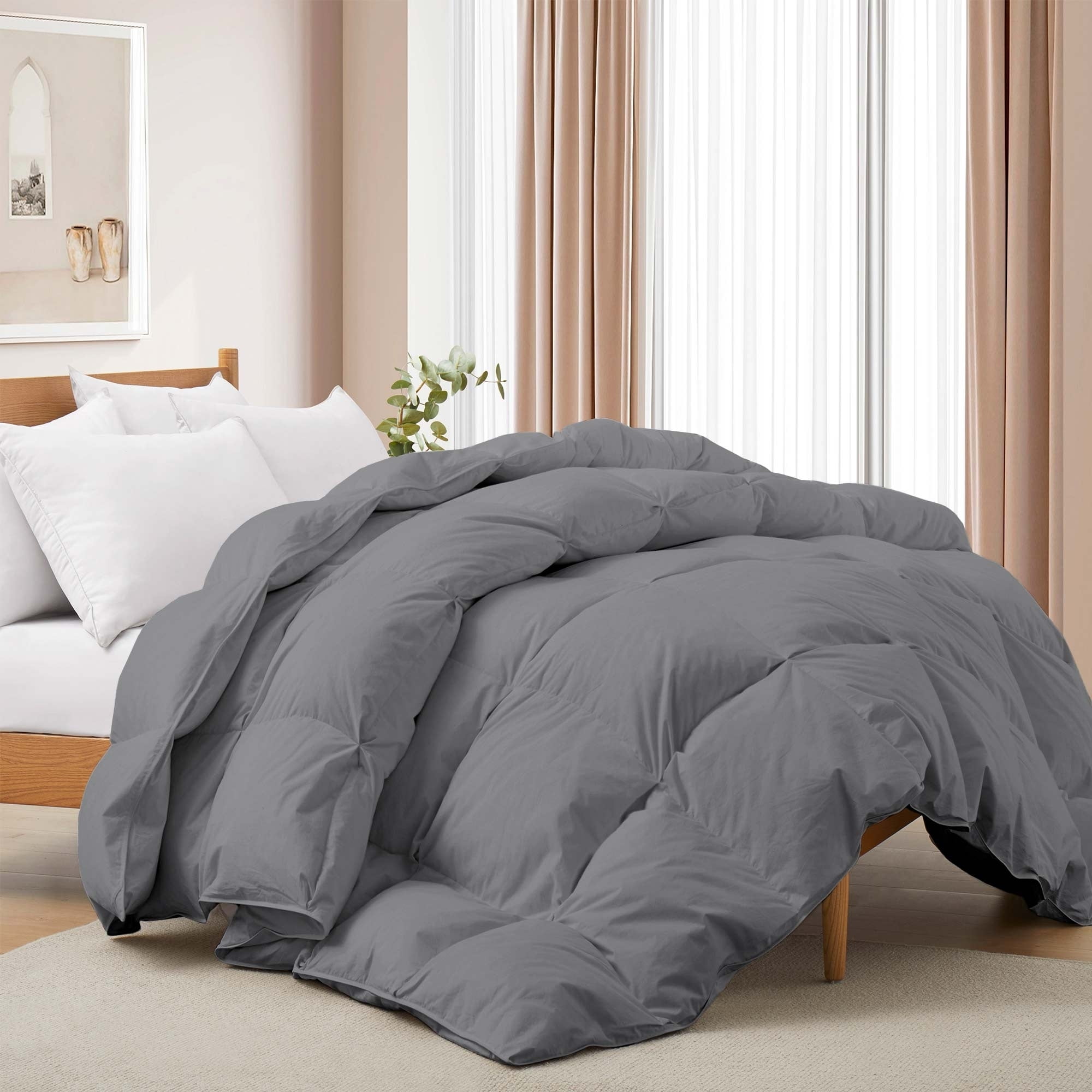All Seasons Pinch Pleat Goose Feather and Down ComforterBreathable