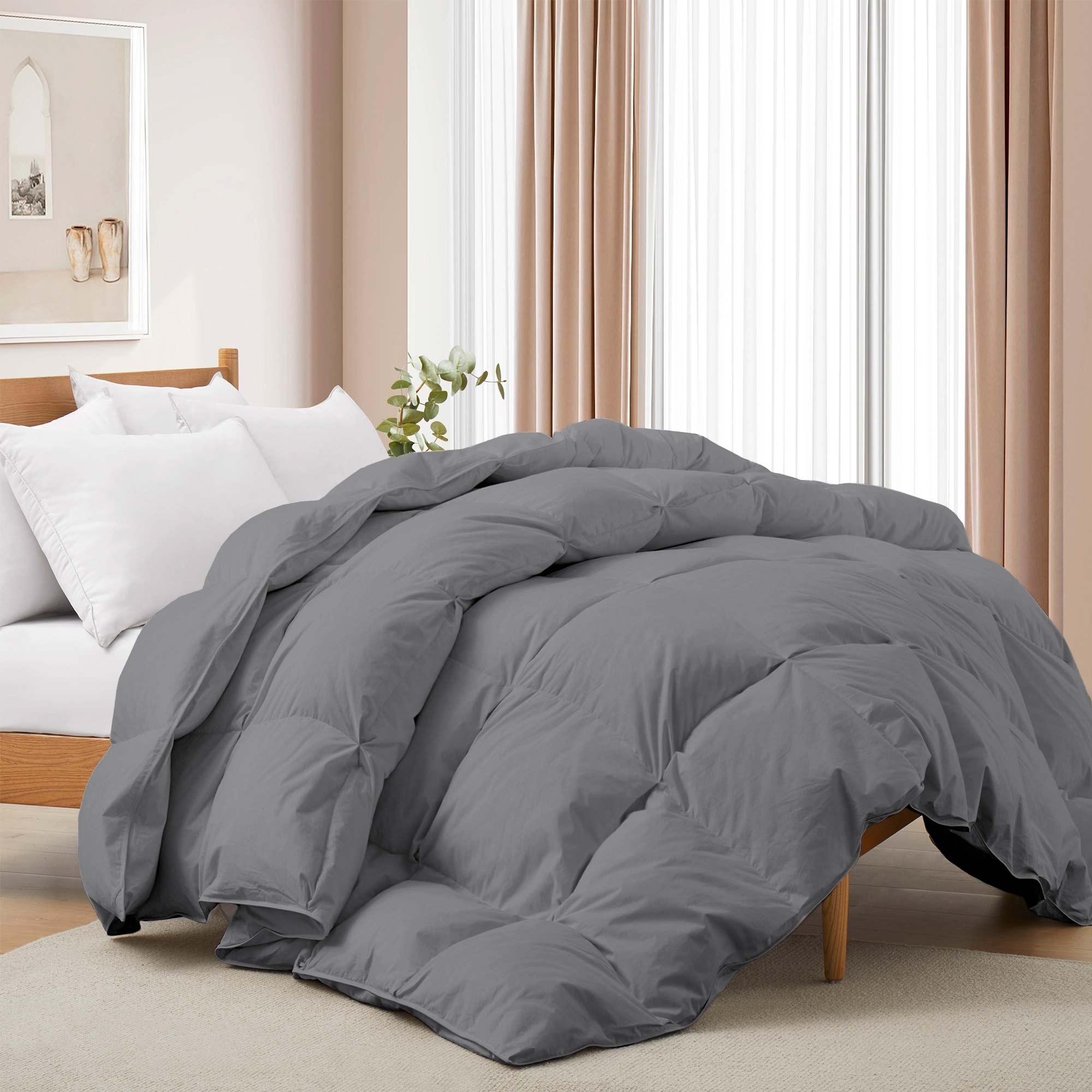 All Seasons Goose Feather Down Comforter Pinch Pleat Cotton Twin Queen King Walmart