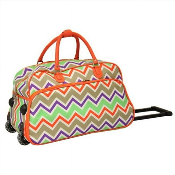 All-Seasons Prints 21" Carry-On Rolling Duffel Bag - Orange-Trim ZigZag