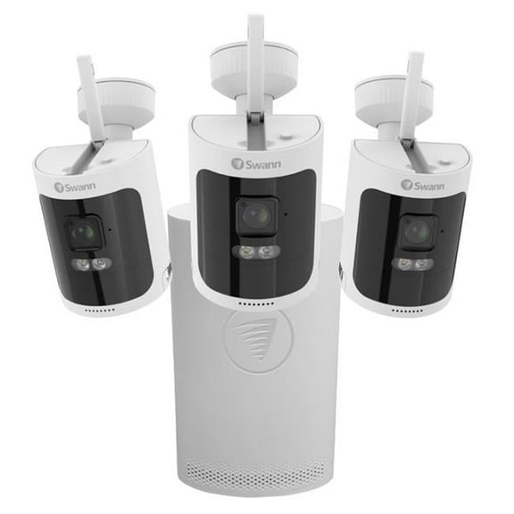 All Secure 600 Battery Powered Indoor & Outdoor NVR Security Camera System, Black & White