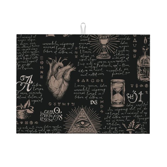All Seeing Abstract Medical Magic Large Kitchen Drying Mat 18x24 Inch Ultra Absorbent Dish Drying Mats Foldable Countertop Protector