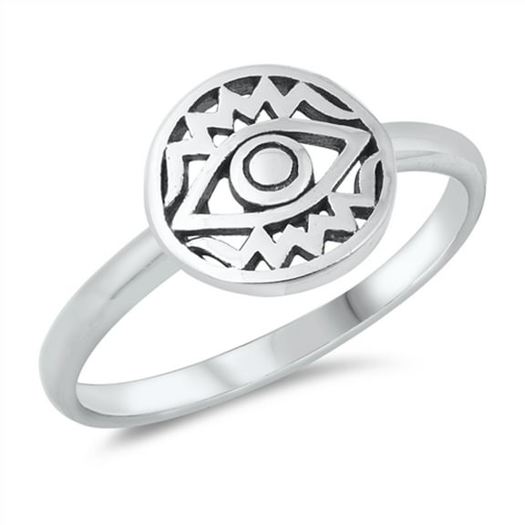 All Seeing Evil Eye Promise Ring .925 Solid Sterling Silver Band Jewelry Female Male Unisex Size 8