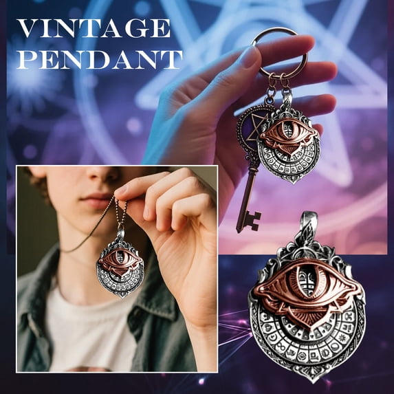 All-Seeing Eye Card Pendant Necklace, Mystic Divination Jewelry Featuring An All-Seeing Eye With Tarot Vision Inspired Design For Spiritual Guidance And Fate Insights, Handcrafted