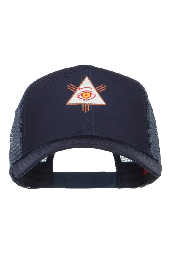 All Seeing Eye Embroidered Mesh Cap - Navy OSFM