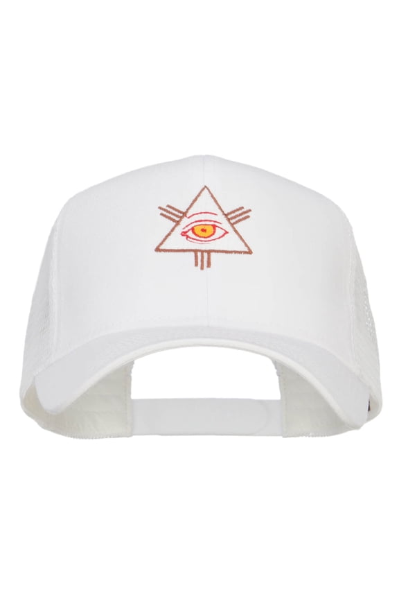 All Seeing Eye Embroidered Mesh Cap - White OSFM
