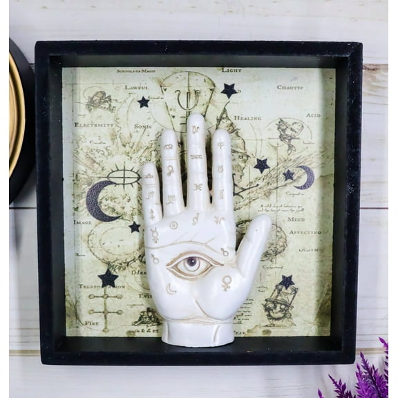 All Seeing Eye Fortune Teller Chirology Palmistry Hand Palm Wall Decor W/ Frame