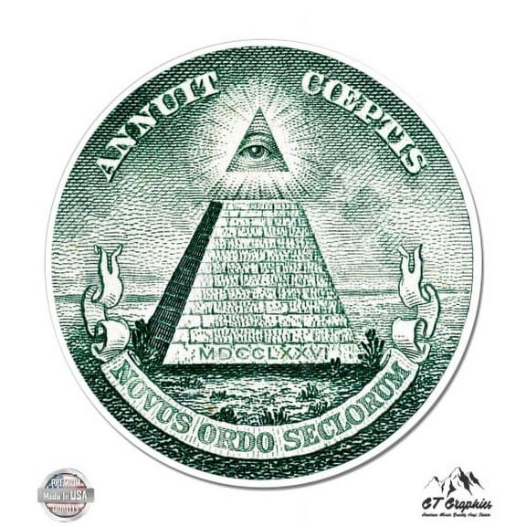 All Seeing Eye Money Dollar Masonic Seal - 3" Vinyl Sticker - For Car Laptop I-Pad Phone Helmet Hard Hat - Waterproof Decal