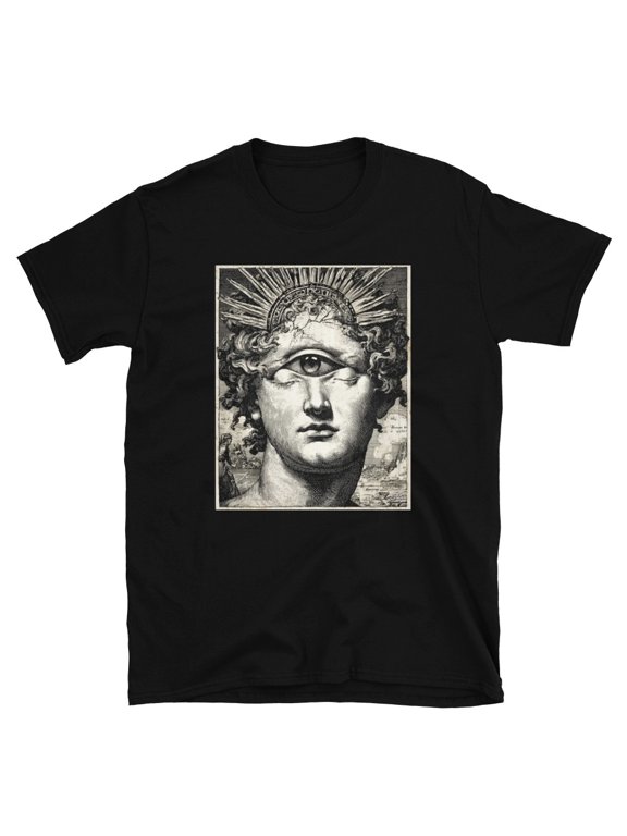 All Seeing Eye Sun God Vintage Engraving Gothic Mythology Graphic T-Shirt