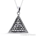 thumbnail image 1 of All-Seeing-Eye of Providence Illuminati Masonic Charm Pendant in Oxidized .925 Sterling Silver, 1 of 1