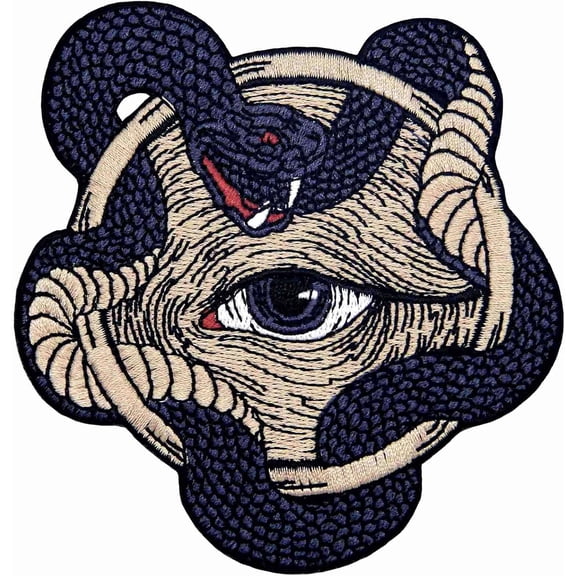 All Seeing Eye with Snake Boa Patch Embroidered Applique Iron On Sew On Emblem