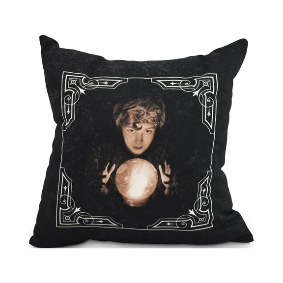 All Seeing Psychic 20 Inch Cream Halloween Print Decorative Throw Pillow