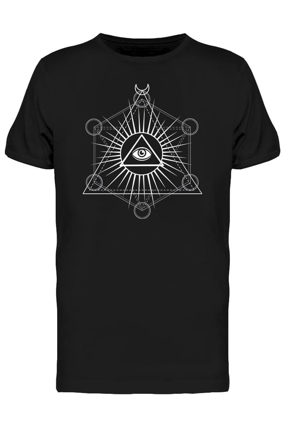 All Seeing Triangle Pyramid Eye T-Shirt Men -Image by Shutterstock, Male Large