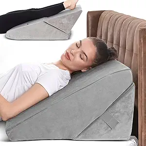 All Sett Health Memory Foam Wedge Pillow For Sleeping | Adjustable Memory Foam Pillow - Grey