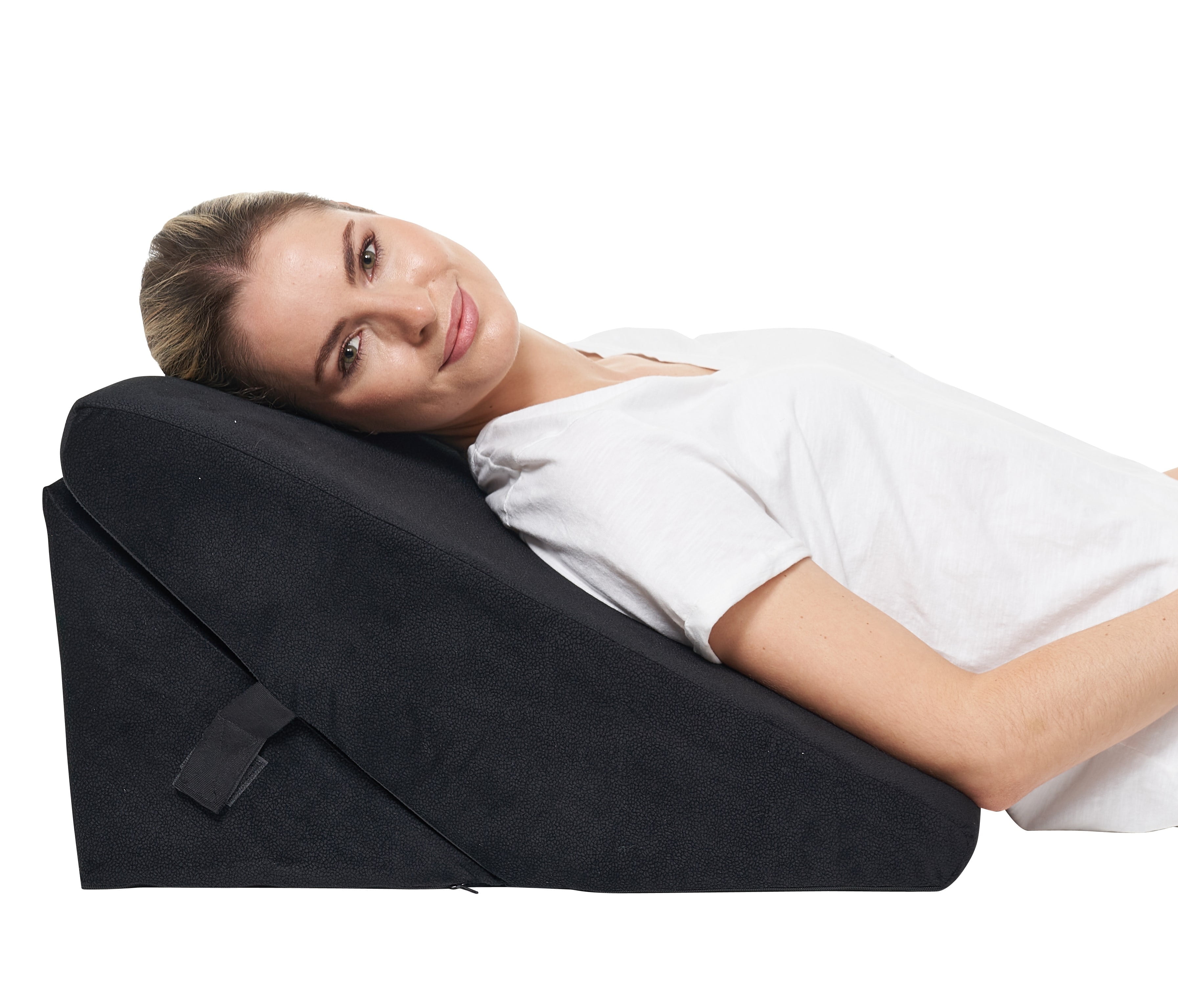 Adjustable Black Memory Foam Wedge Pillow for Back and Leg Support