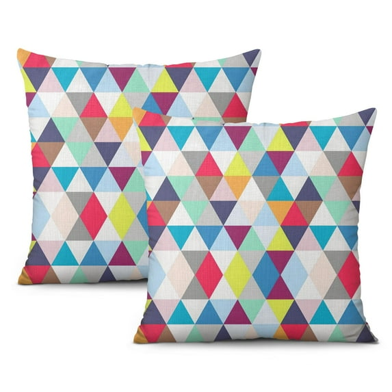 All Smiles Outdoor Pillow Covers: 20x20 Set of 2 in Boho Chic Geometric Design - Add Vibrancy to Your Outdoor & Indoor Space, Yellow Orange Tones
