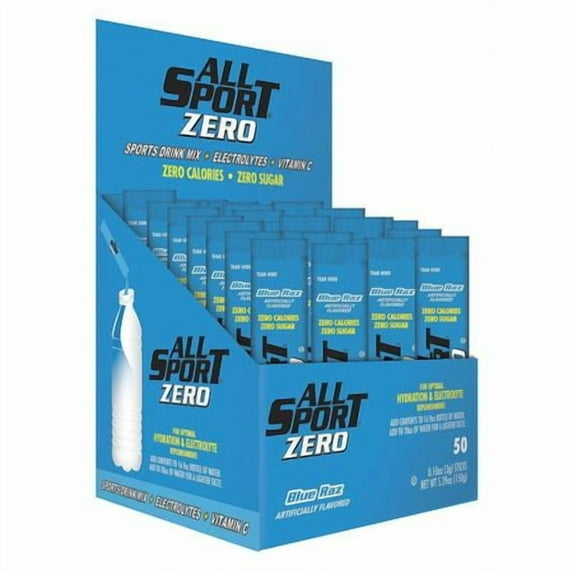 ALL SPORT 10125036 Sports Drink Mix,Blue Raz Flavor,PK50