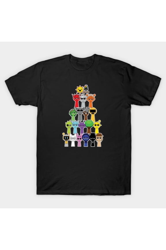 All Sprunki Beats Family Make Tree Funny Christmas Retro Holiday Meme Graphic G1655 T-Shirt, for men and women, Up to Size 5XL
