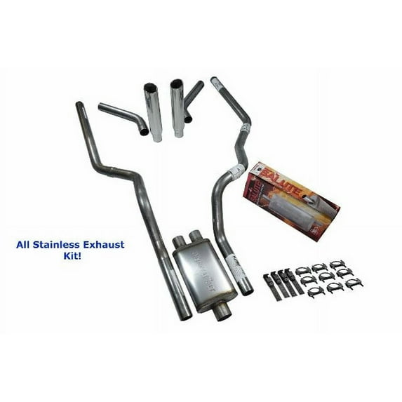 All-Stainless Dual Exhaust Ford F-150 04-14 Cherry Bomb Salute Corner R Tip